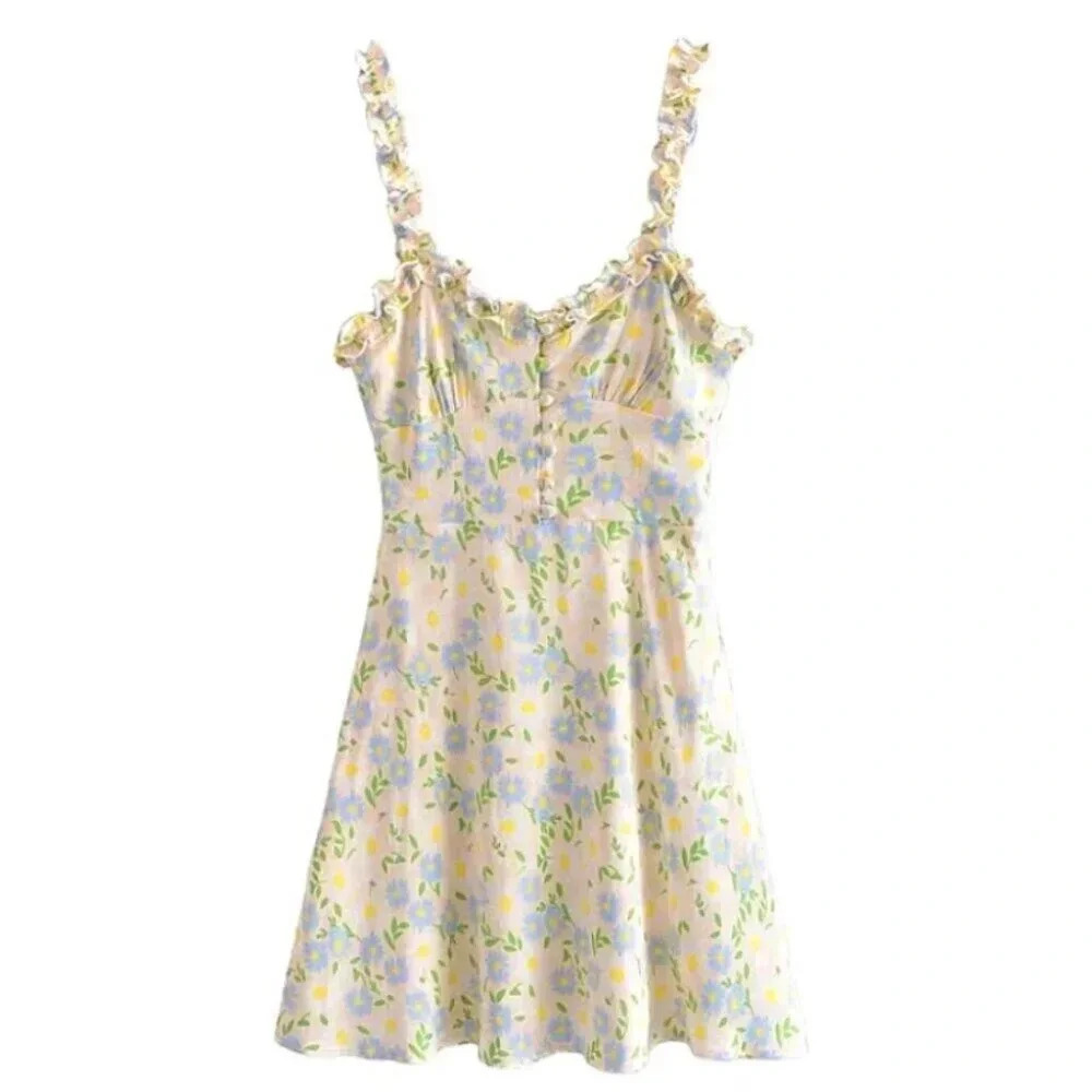 Zara  Satin Effect Floral Mini Dress Size Small